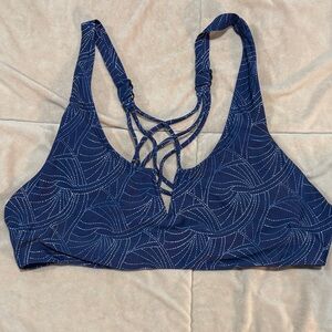 Title Nine Navy Blue Patterned Bikini Top
